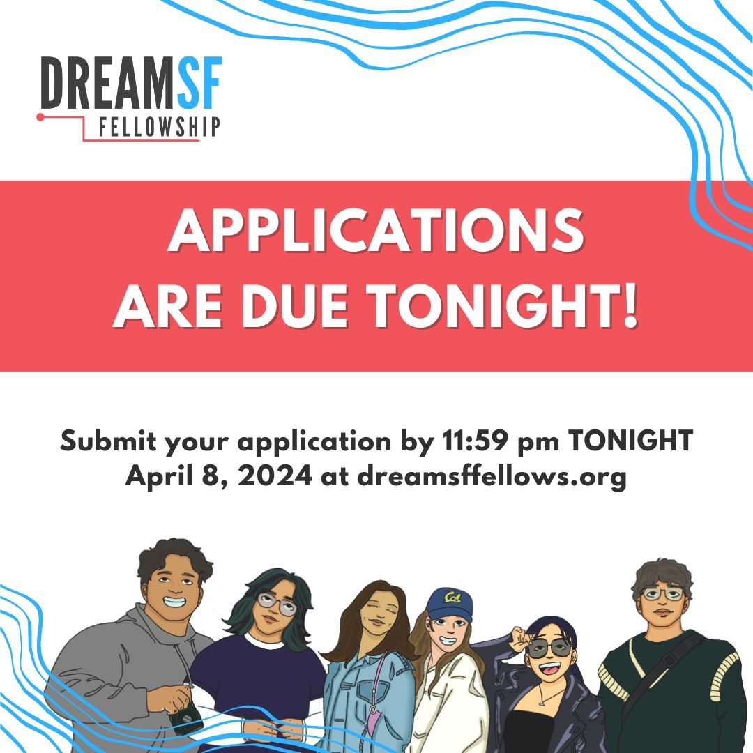 📣 Attention procrastinators! Don't miss this opportunity to apply to the #DreamSF Fellowship! ⚠️ All applications are due TONIGHT, April 8, 2024 at 11:59 pm PT. 💻 Apply now at: dreamsffellows.org/apply