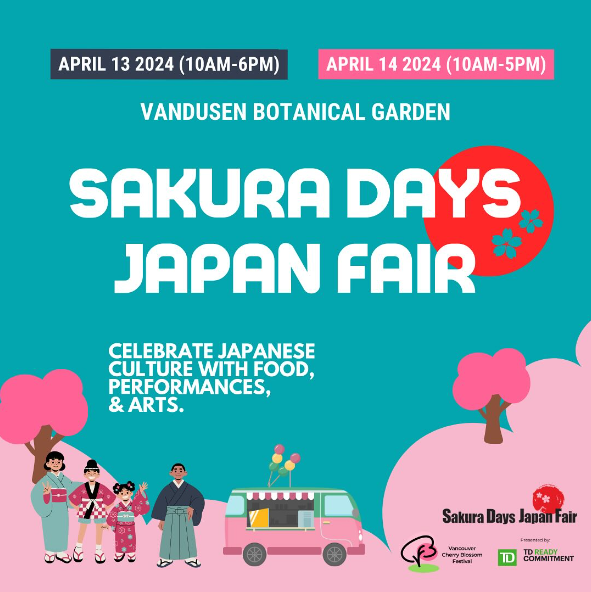 🌸Join us at Sakura Days @JapanFair at @VanDusenGdn on Apr 13&14! This family-friendly festival celebrates Japanese culture with performances, food, workshops, activities, and more. We'll have a booth to share travel, study, & work in Japan opportunities. vcbf.ca/event/sakura-d…