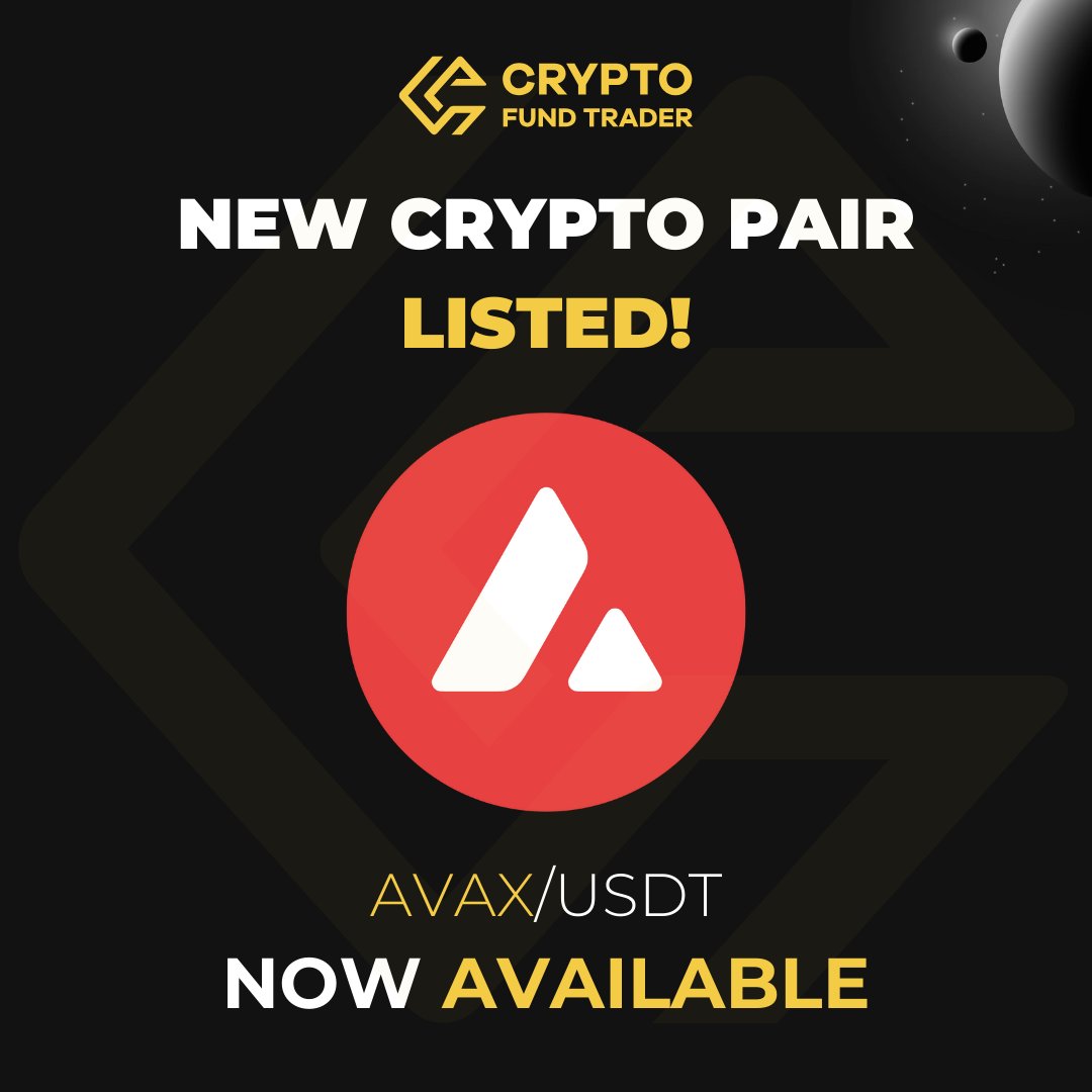 NEW CRYPTO PAIR LISTED!

AVAX/USDT is now available for trading on any of our platforms, CFT Platform and MetaTrader5! ✅