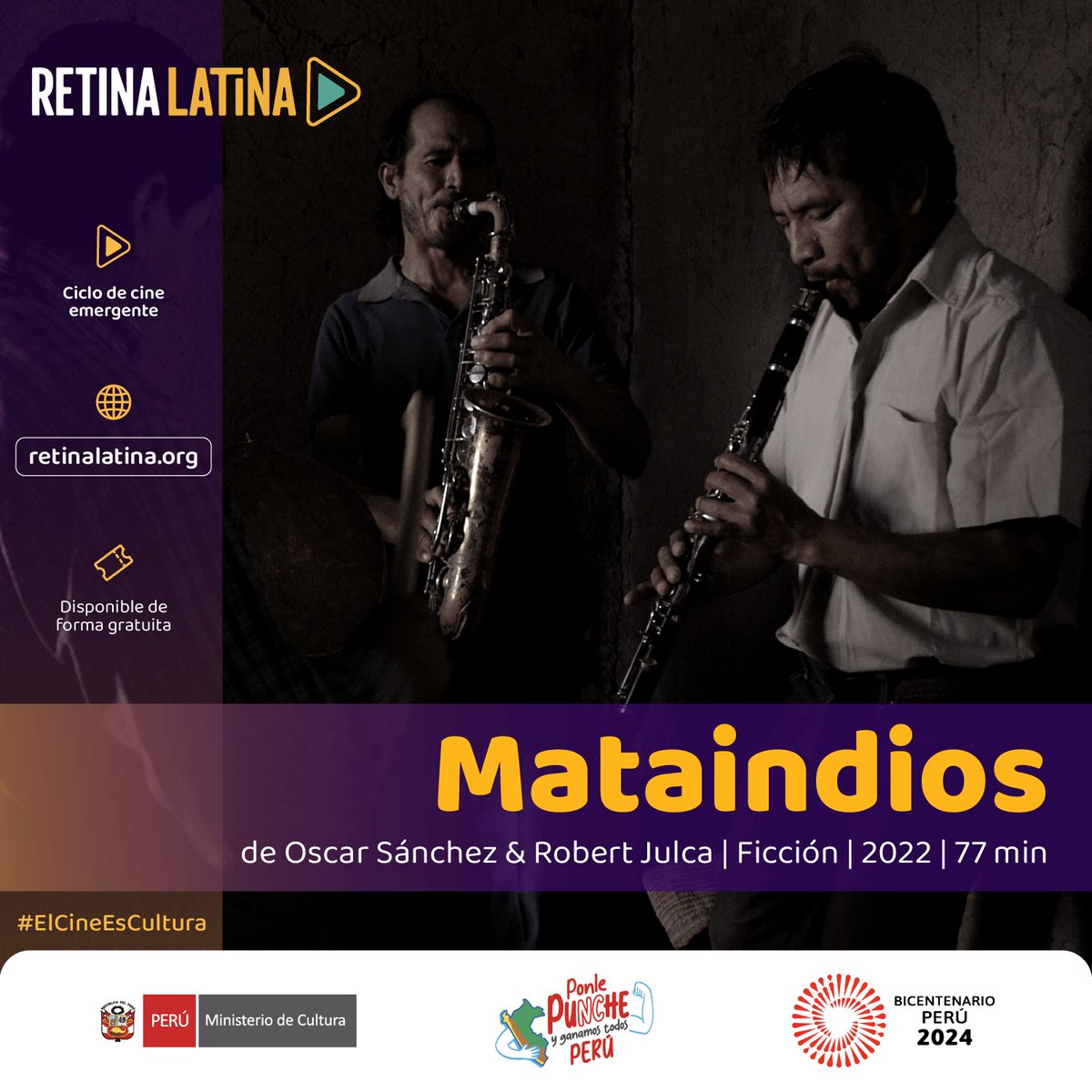 ReflektorCine's tweet photo. "Mataindios", la gran película de #cineperuano dirigida por Óscar Sánchez y Robert Julca, está disponible gratis en @RetinaLatina.
ENLACE DIRECTO: https://t.co/O9rFPQKYS1
#cine #Cinema #CinePeruano #Mataindios #EnDefensaDelCinePeruano @DAFO_peru https://t.co/wMo4pxVAZ9