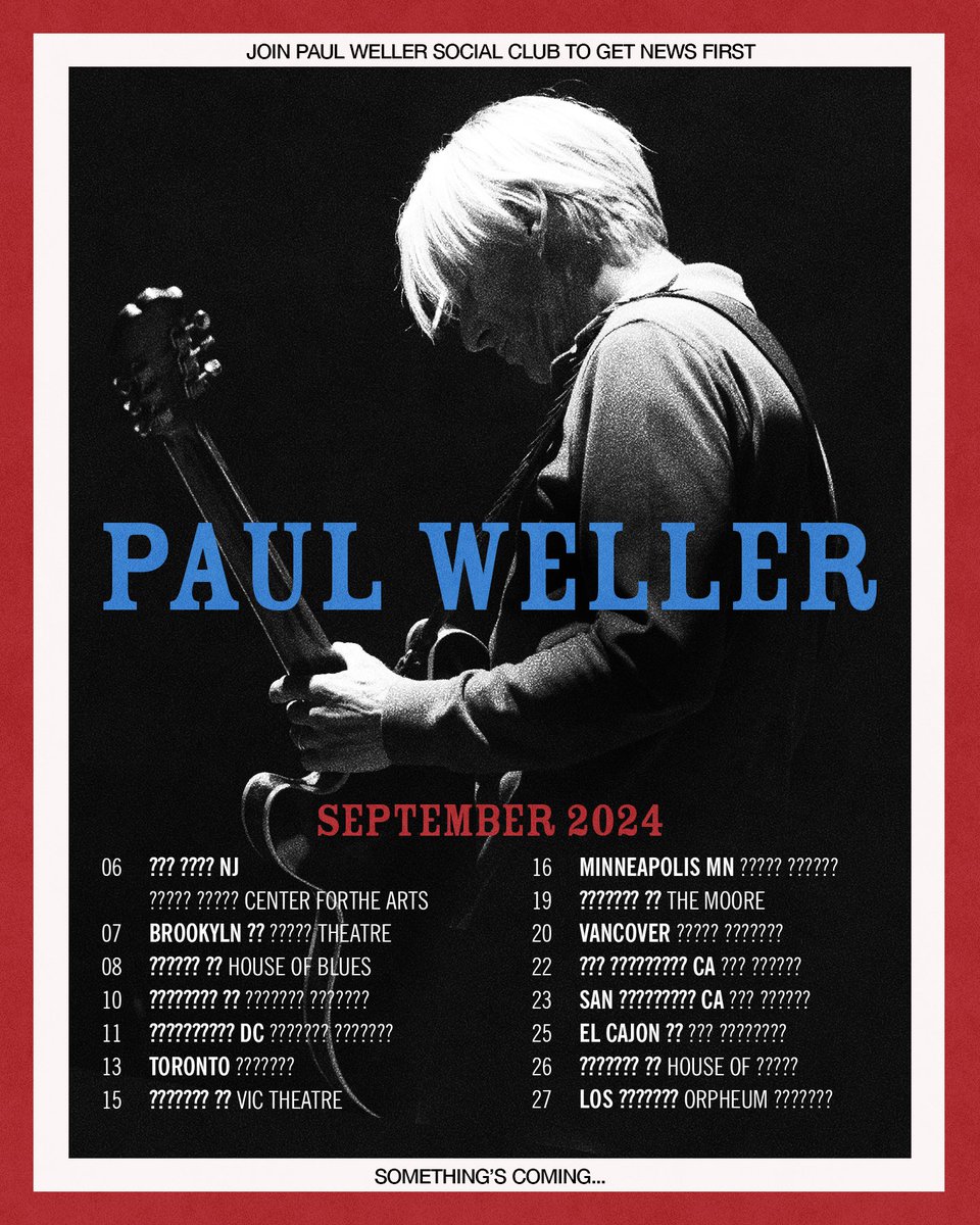 Something's coming… Any guesses???? 🇺🇸🇨🇦 Join the Paul Weller Club for the best access to news, tickets, and more: PaulWeller.lnk.to/signup_ ...