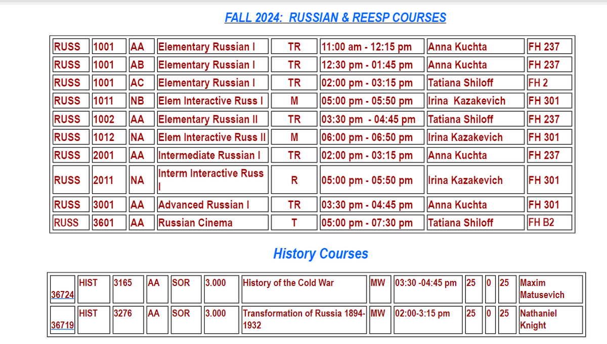 Check out these Russian, REESP, and History course options for Fall 2024 registration!

REMINDER that Fall 2024 registration begins this Wednesday, April 10th!