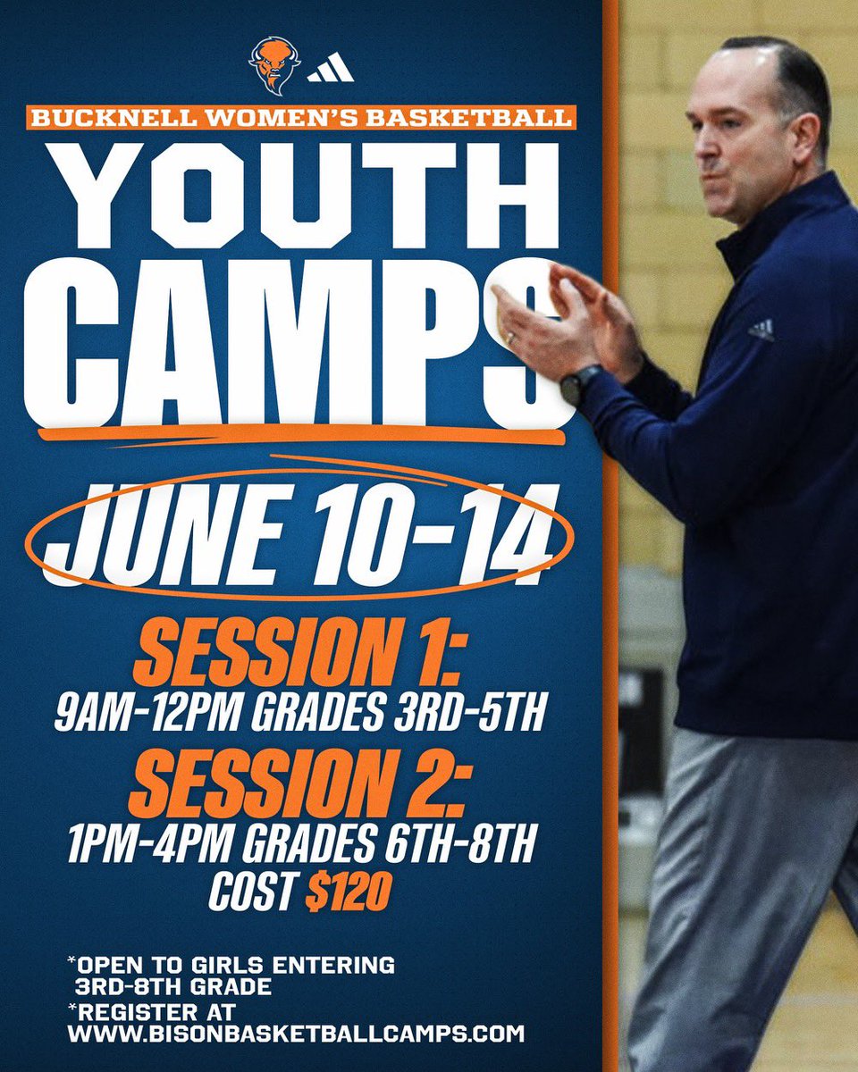 🚨CALLING ALL HOOPERS IN CENTRAL PA 🚨 Making summer plans? Don’t forget to add Bucknell Women’s Basketball youth camp to your calendars! See you in Sojka this summer!