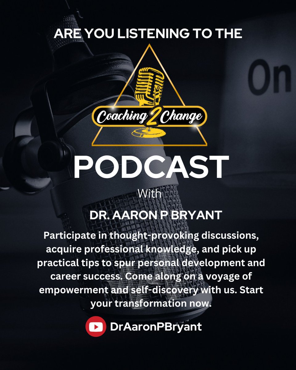 Get ready to get motivated! With Dr. Aaron P. Bryant as our guest on the new YouTube podcast episodes 'Coaching 2 Change,' come along on an exciting journey of self-discovery and progress. 

Coming soon on  YouTube.com/@DrAaronPBryant

#coachdevelopment #justakidfromcompton