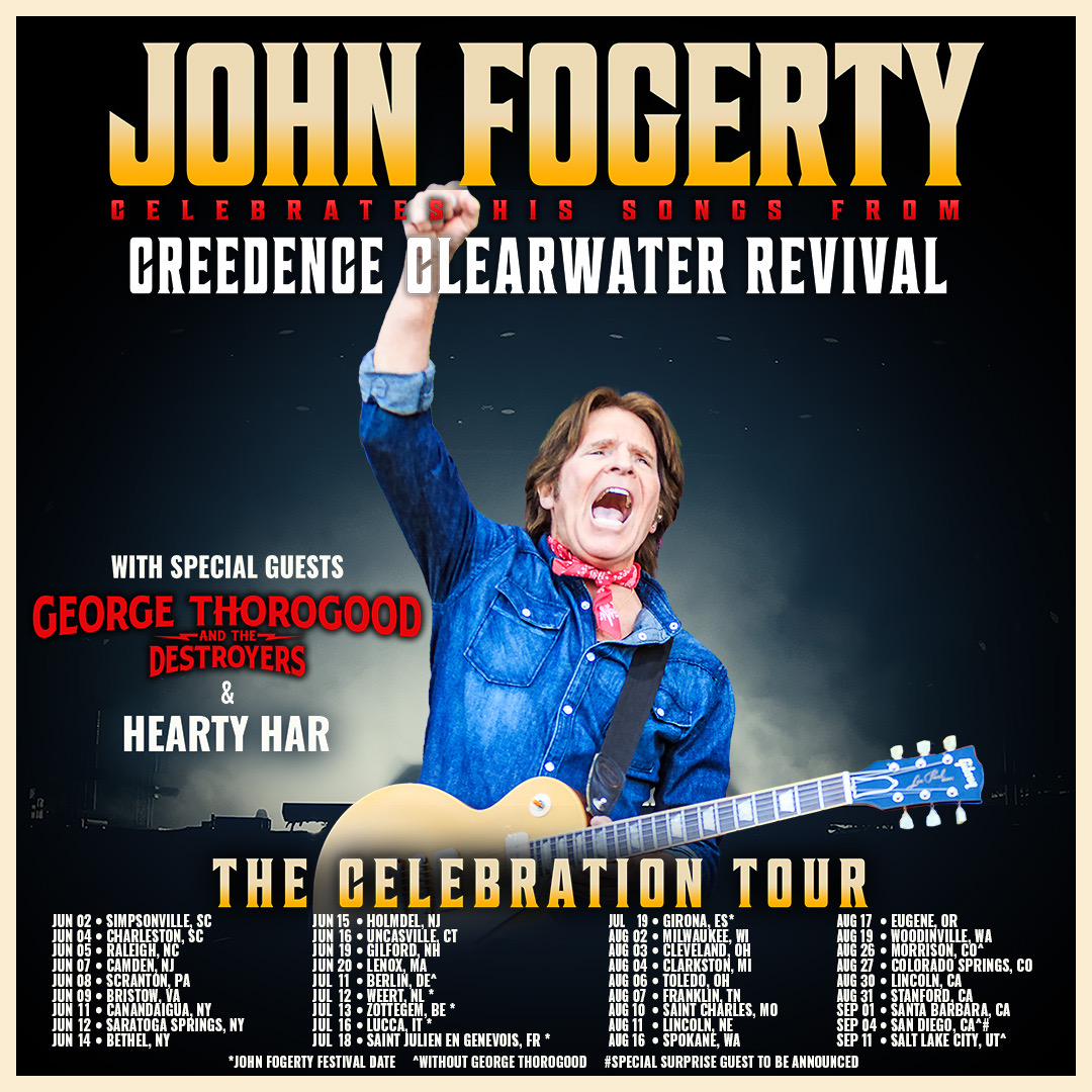🚨NEW DATES ADDED🚨 Get ready to celebrate! We've added new dates to the tour, and George Thorogood, @heartyhar, and I are bringing the party to a city near you! Tickets are on sale Friday at 10am Local at JOHNFOGERTY.COM/TOUR
