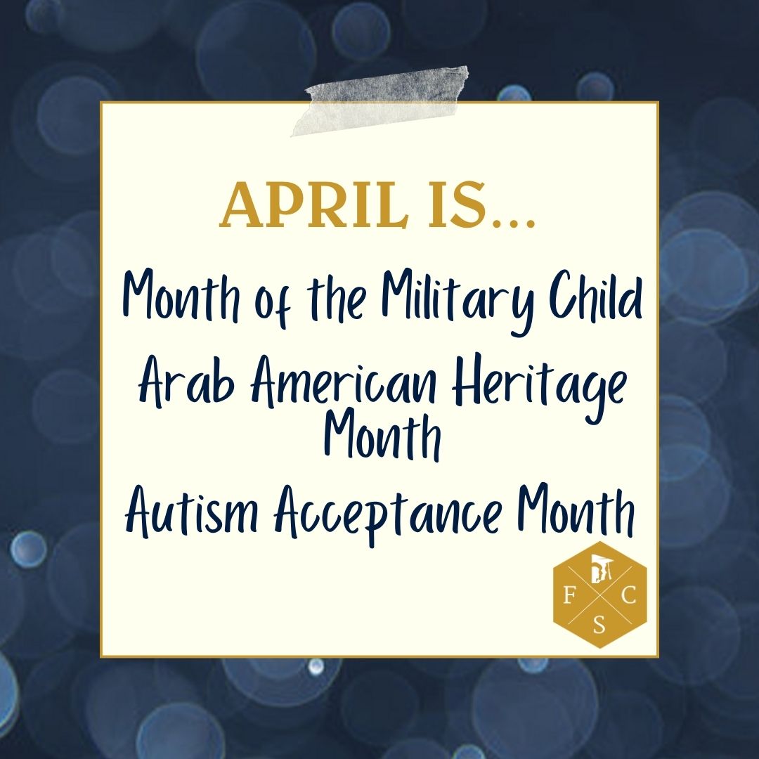With two months left in the 23-24 school year, this April's noteworthy recognitions include #MonthoftheMilitaryChild, National #ArabAmericanHeritage month, and Autism Acceptance Month #CelebrateDifferences. Learn more at ow.ly/NhiH50RaIPk and ow.ly/yCMM50RaIPl.