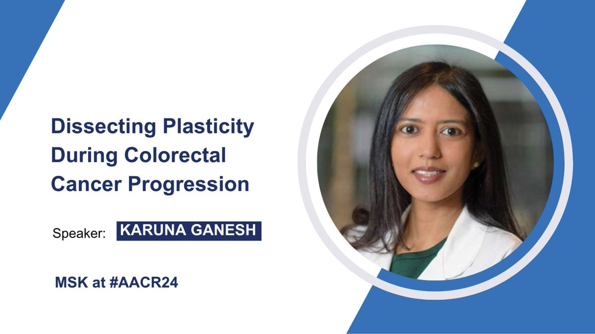 MSK Department of Medicine (@msk_deptofmed) on Twitter photo At 10:45 a.m. PT today at #AACR24, <a href="/KarunaMDPhD/">Karuna Ganesh</a> will present on dissecting plasticity during #colorectalcancer progression. A fascinating subject by an <a href="/MSKCancerCenter/">Memorial Sloan Kettering Cancer Center</a> expert! Ballroom 6 A - Upper Level - Convention Center.
buff.ly/3PUBWOG At 10:45 a.m. PT today at #AACR24, <a href="/KarunaMDPhD/">Karuna Ganesh</a> will present on dissecting plasticity during #colorectalcancer progression. A fascinating subject by an <a href="/MSKCancerCenter/">Memorial Sloan Kettering Cancer Center</a> expert! Ballroom 6 A - Upper Level - Convention Center.
buff.ly/3PUBWOG
