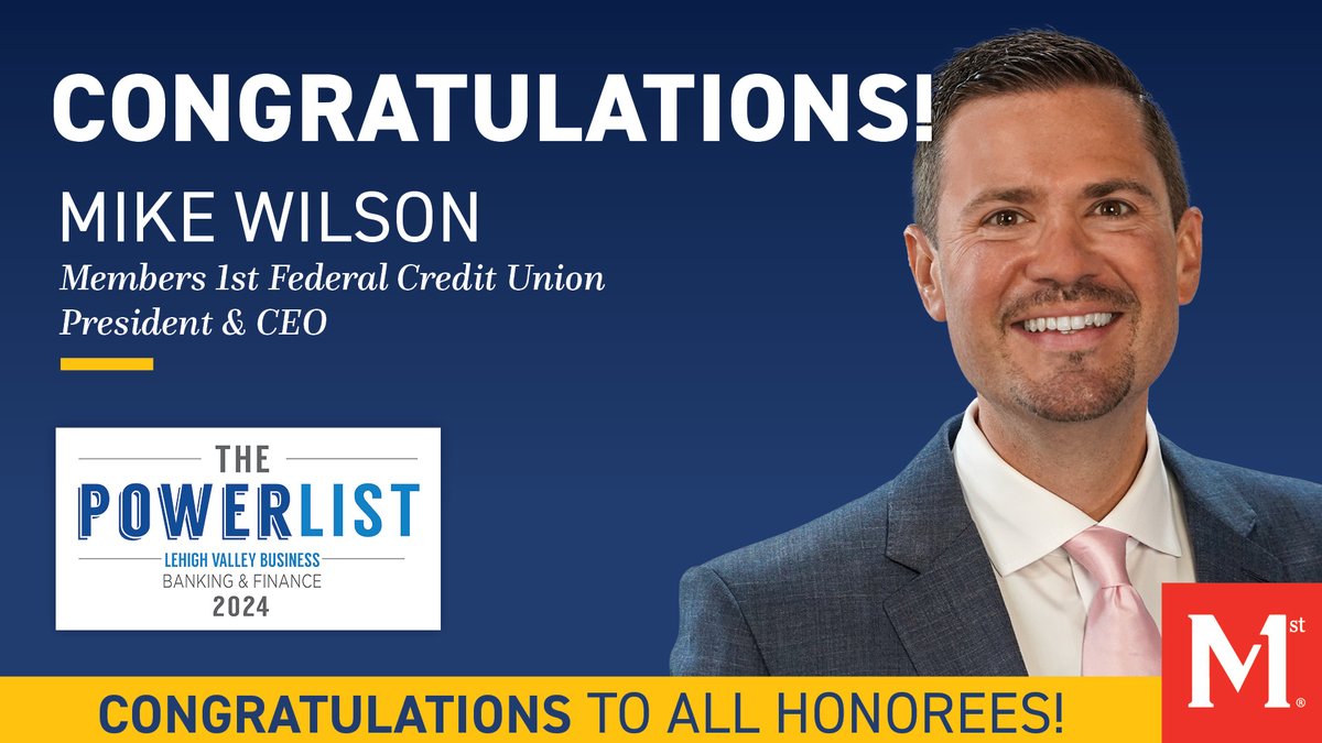 Please join us in congratulating our President & CEO, Mike Wilson, on being named as an honoree on the Lehigh Valley Business Banking, Finance, Accounting and Wealth Management Power List! 🎉 View the full list here: bit.ly/4cLaXz3.