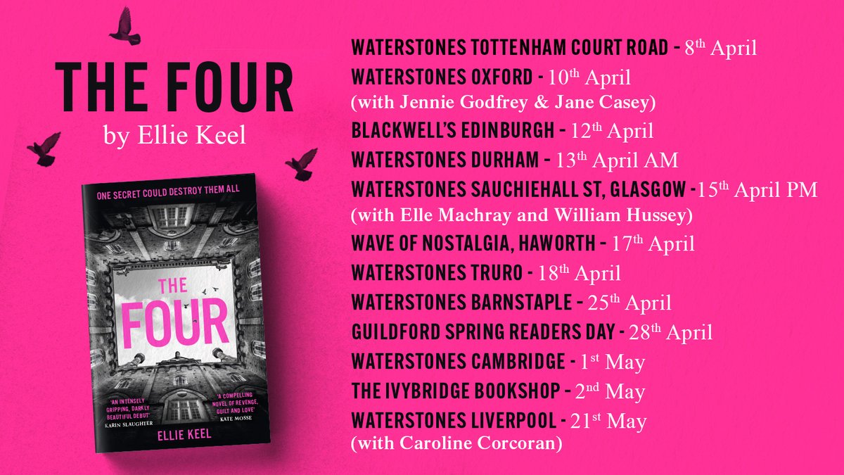 Author @elliekeel1 will be travelling to bookshops across the country to celebrate the publication of her debut novel, The Four 🖤 Perfect for fans of dark academia, thrillers and those who love to hear from authors about their writing journey. #TheFourOnTour