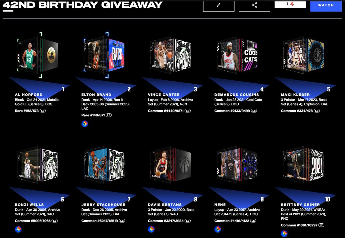 GIVEAWAY TIME!🎁 15yrs ago I joined @X for a Bday giveaway. TODAY is my 42nd Bday!🎂 Below are @NBATopShot @WNBATopShot players to wear 42 & 15 Follow me+@TopShotKingdom RT🔁+Like❤️+Tag friends+TS name 10 winners! IF a friend is chosen you get a trade ticket! Ends 4/12 5pm PT