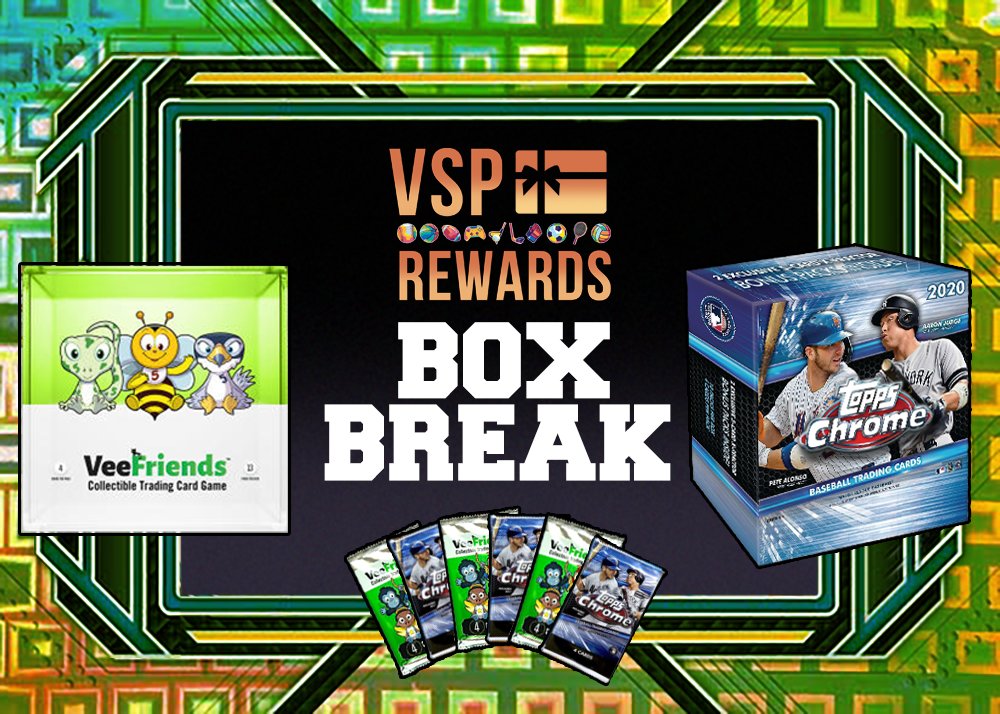 vspass's tweet image. VSP Rewards Box Break 📦

🗓️ April 9th 12:00pm EST

🛒 @VeeFriends C&amp;amp;C Packs &amp;amp; Baseball Packs will be opened for those that redeemed in the Rewards Shop

⭐️ RETWEET this to win a FREE pack of cards opened live on stream!

Link to the stream:
youtube.com/watch?v=O6Pgkz…