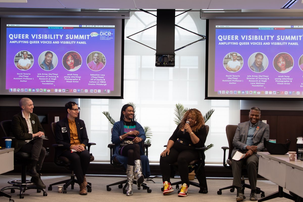 This past week, the Heinz DICE hosted the Queer Visibility Summit to amplify queer voices!🙌 Thank you to Keynote Speaker, Jacob Bacharach, and to our wonderful panelists: David Tennorio (He/They), Jule Arney (Xe/They), sarah huny young (she/they), and Sebastian Lacy (They/Them)!