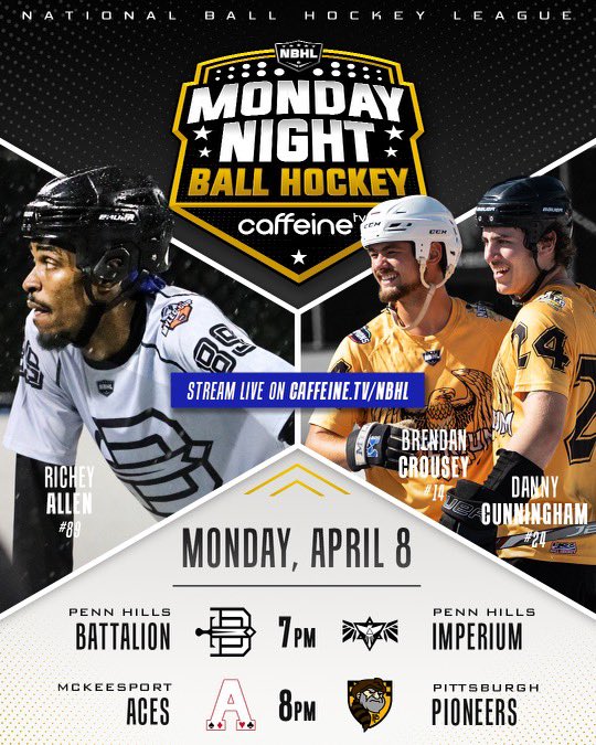 Get your 🍿 ready for @NBHLofficial Monday Night Ball Hockey LIVE from @nbhlpittsburgh . Checkout the link in the NBHL bio or visit theNBHL.com to watch.