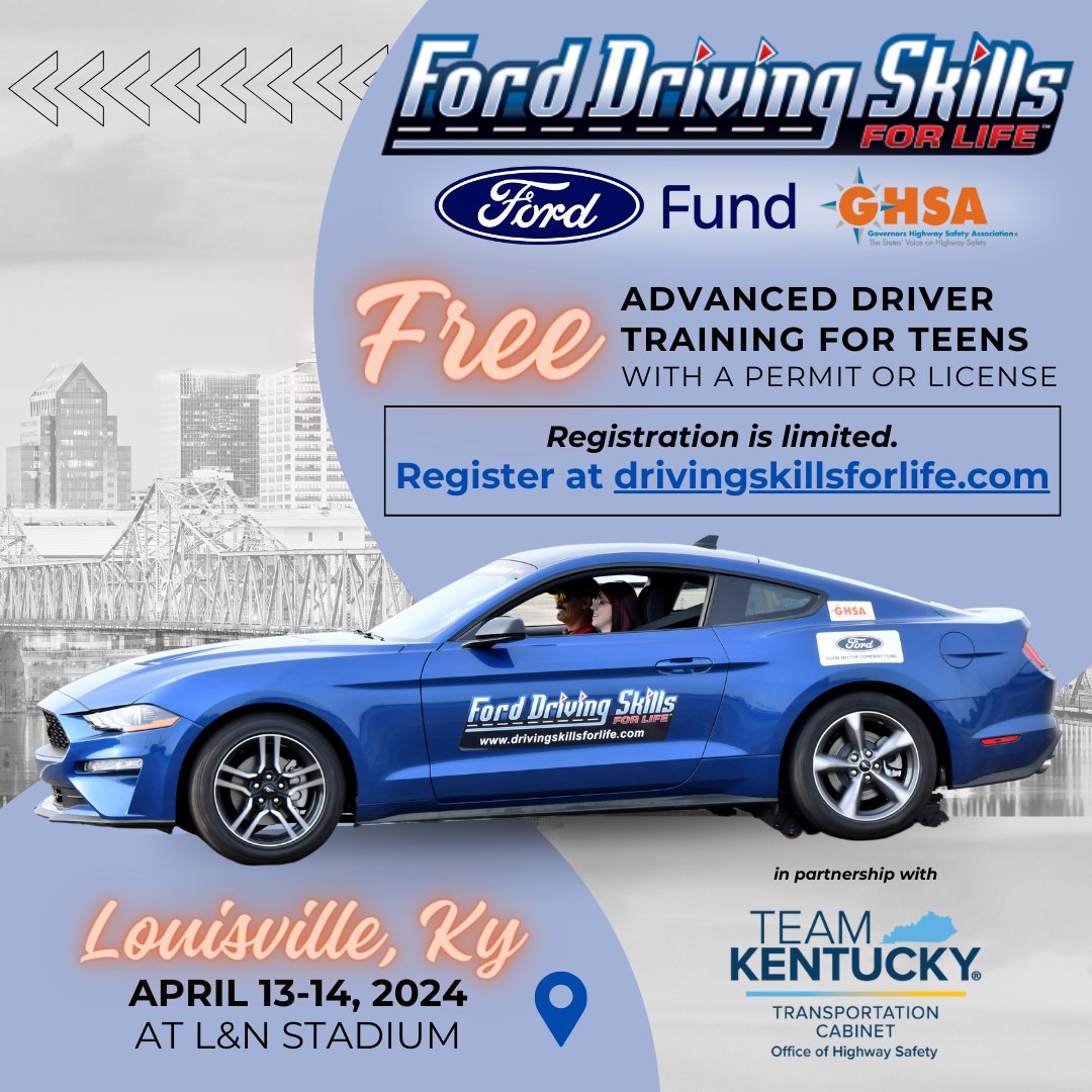 PARENTS OF TEEN DRIVERS – Join Ford Driving Skills for Life on April 13 or 14 for a half-day clinic for newly licensed or permitted drivers. 

FREE program provided by @FordFund and <a href="/GHSAHQ/">GHSA</a>. Registration is required -Sign up today! #FordDSFL

Registration: bit.ly/3JbXd2O