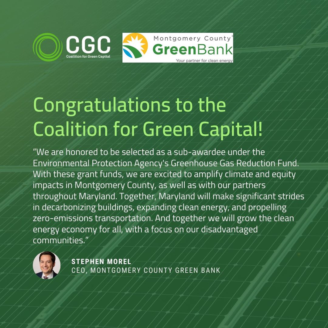 Big wins for clean energy in MoCo! Thanks to the @EPA, @MoCoGreenBank is powering up with @CGreenCapital's award of $5B for eco-friendly projects, boosting equity in low-income areas. Thrilled for this leap toward our 2027 climate goals, @MyGreenMC. 🔗 ow.ly/Vk1B50RaI8X