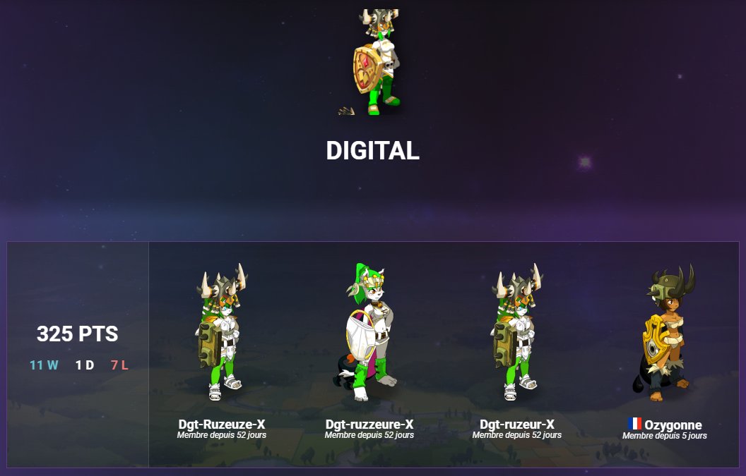 A quelques jours du Qualifier il est l'heure de découvrir certaines équipes !

Joueur et commentateur de talent <a href="/capitaine_ruz/">Dgt-Ruzeur-X</a> a recruté <a href="/Ozygonne/">Ozygonne / Mathilde</a> dans son équipe Digital 🫡

L'objectif est clair, une place en championnat !