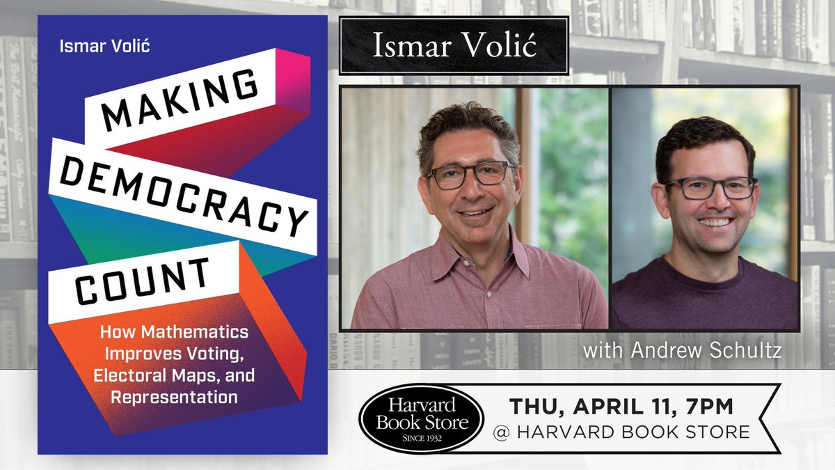 Boston area friends, hope to see you Thursday at @HarvardBooks!