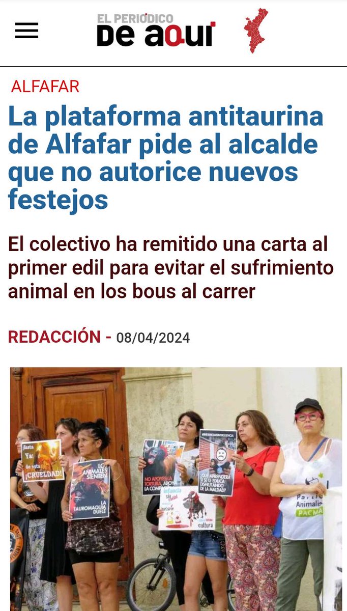 Gracias a .<a href="/elperiodicoaqui/">El Periódico de Aquí</a> por contarlo y la gente que queráis formar parte del #activismo en #Alfafar, escribirme a defensaanimal2023@gmail.com .

Lee el artículo en. 👇

valencia.elperiodicodeaqui.com/epda-noticias-…