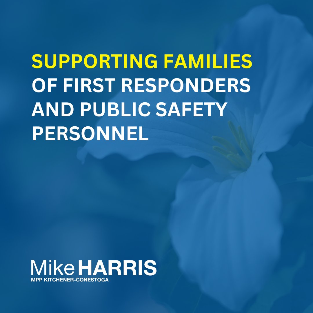 Helping families on their recovery journey. Our government is investing over $3M in free counselling, crisis support, and therapy services for families of public safety professionals who have died in the line of duty or by suicide. Learn more: news.ontario.ca/en/release/100…