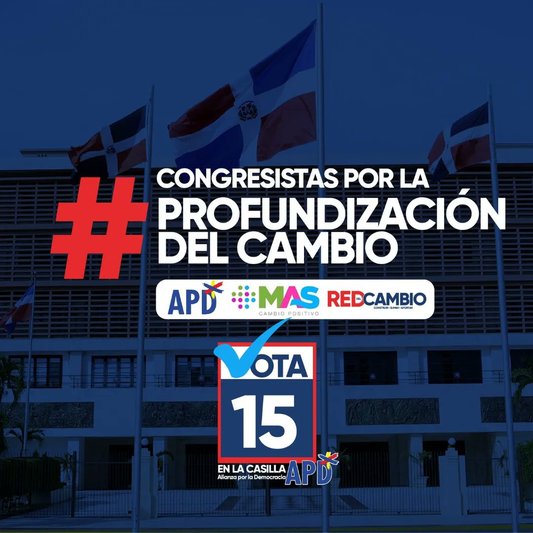 partidomasrd's tweet photo. ¿Conoces los candidatos de la boleta 15? La plataforma #CongresistasPorLaProfundizaciónDelCambio te ofrece sus propuestas para promover el bienestar de la población a través de cambios en las políticas públicas. @APD_web @partidomasrd @reddelcambiord https://t.co/WkOVB5nZbh