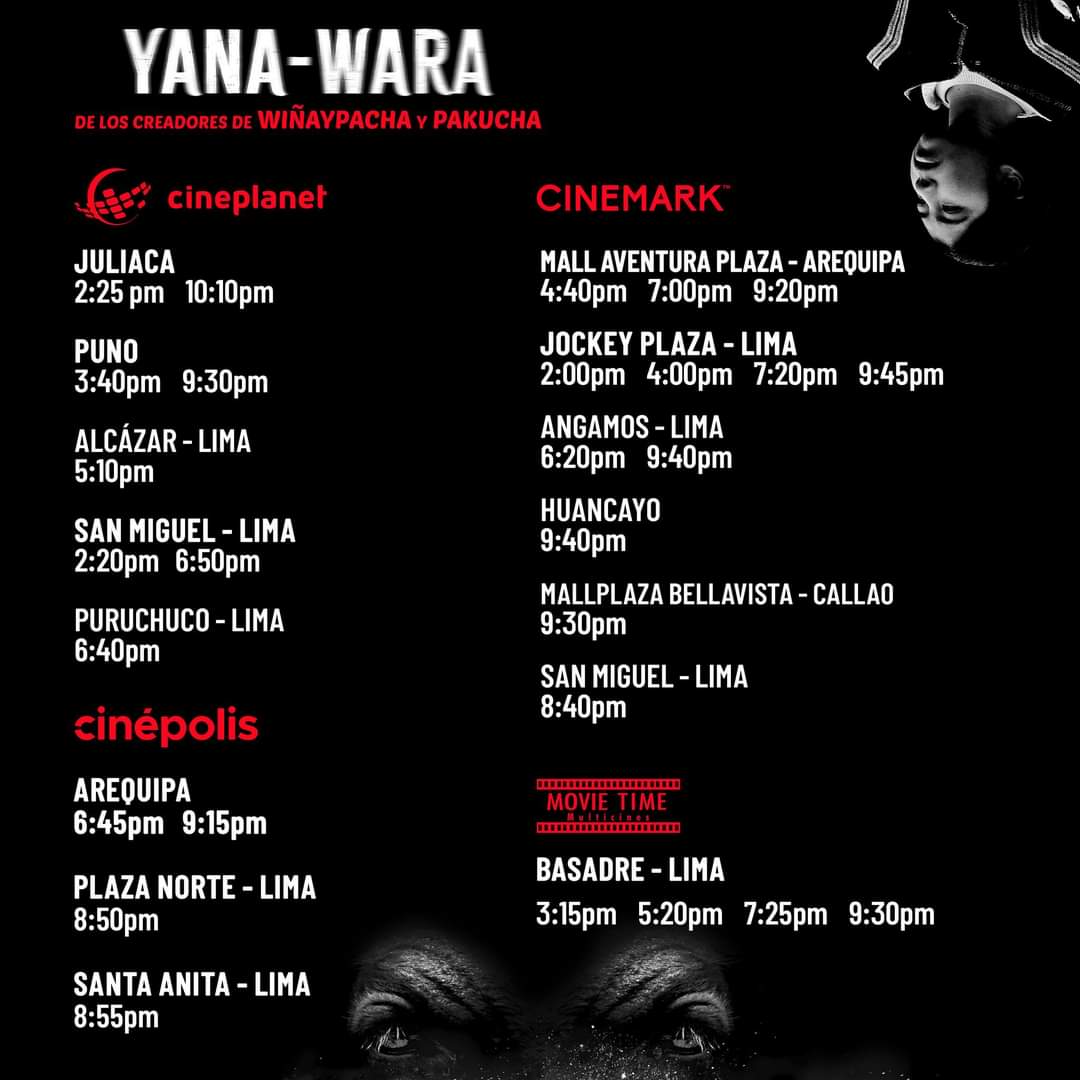 vrfilmsgroup's tweet photo. 🎬 🇵🇪 Yana-Wara, Ahora también disponible en Cinemark Angamos y Cinépolis Arequipa 📽 🤩
📸 Salas y Horarios
#yanawara #cineperuano #vrfilmsgroup #aymara
𝚅𝚁 𝙵𝙸𝙻𝙼𝚂 𝙶𝚁𝙾𝚄𝙿 𝚂𝙰𝙲 - 𝚁𝚄𝙲: 𝟸𝟶𝟼𝟶𝟼𝟶𝟻𝟺𝟶𝟻𝟷 https://t.co/omHpXqGonq