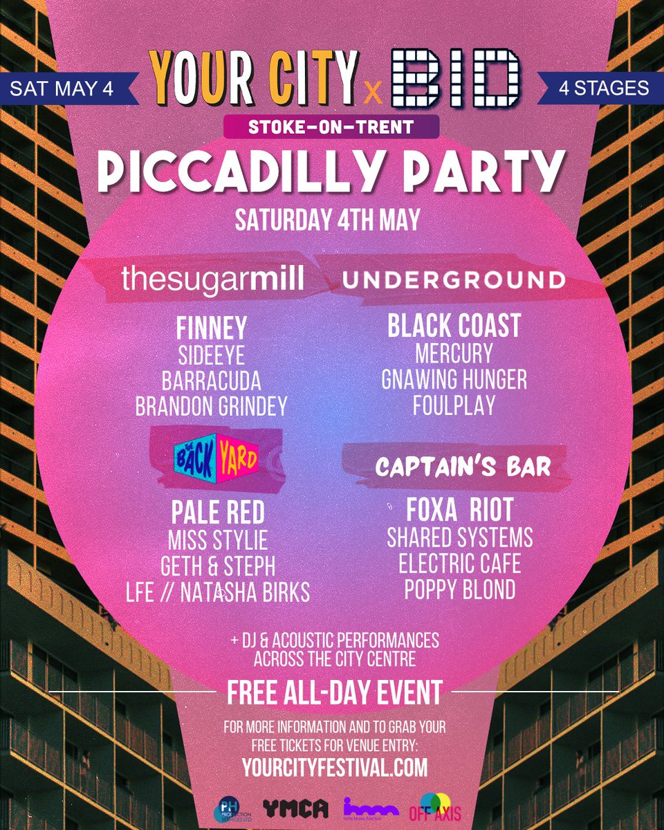 Your City Festival (@ycfestival) on Twitter photo **** UPDATE ****
We are delighted to announce that <a href="/finneyband/">FINNEY</a> will be taking the headline slot and we added <a href="/barracuda_uk/">silver river</a> into the mix at <a href="/sugarmillstoke/">The Sugarmill</a> 🔥🔥🔥
Only 45% of tickets remain 🤯
Get yours now 🎟️ yourcityfestival.com
Big love to <a href="/stokeontrentbid/">Stoke-on-Trent BID</a> 💜 **** UPDATE ****
We are delighted to announce that <a href="/finneyband/">FINNEY</a> will be taking the headline slot and we added <a href="/barracuda_uk/">silver river</a> into the mix at <a href="/sugarmillstoke/">The Sugarmill</a> 🔥🔥🔥
Only 45% of tickets remain 🤯
Get yours now 🎟️ yourcityfestival.com
Big love to <a href="/stokeontrentbid/">Stoke-on-Trent BID</a> 💜