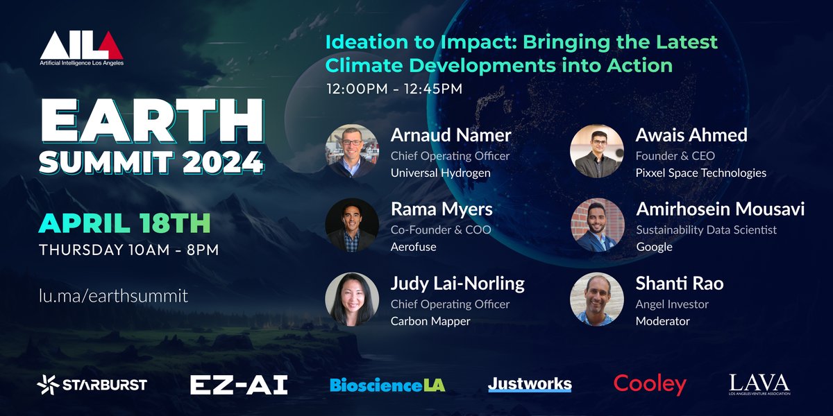 Announcing our first Earth Summit 2024 panel: Ideation to Impact! Earth Summit is coming up fast on April 18th, and will take place at the newly-opened UCLA South Bay campus. Register today at: lu.ma/earthsummit. Tickets are limited and in high-demand!