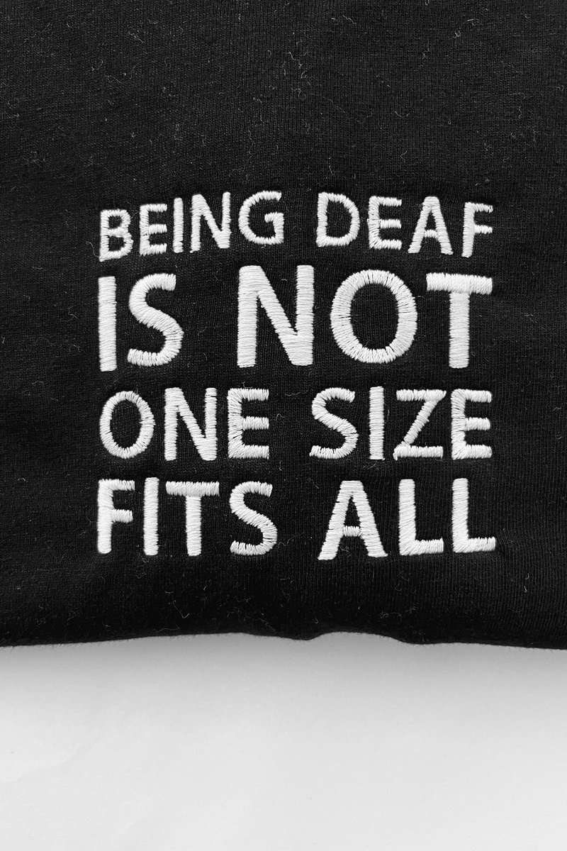 Here at #DEAFIDENTITY we believe that being deaf is not one size fits all and that each #deaf individual has their own communication needs! 💥 Order this embroidered phrase now at deafidentity.com and personalise in a whole range of colours 🔥