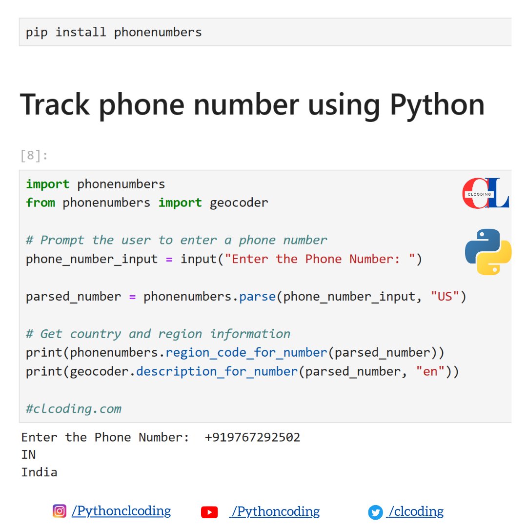 Track phone number using Python Free Code: clcoding.com/2022/09/day-96…