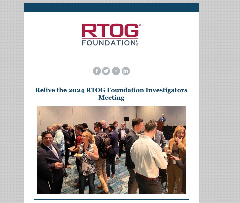 In our April newsletter, we recap some highlights our RTOG Foundation Investigators from #NRG2024 in Orlando. If you didn't get to attend or just want to relieve the experience, check out our post-meeting broadcast: ow.ly/154A50RaJEN