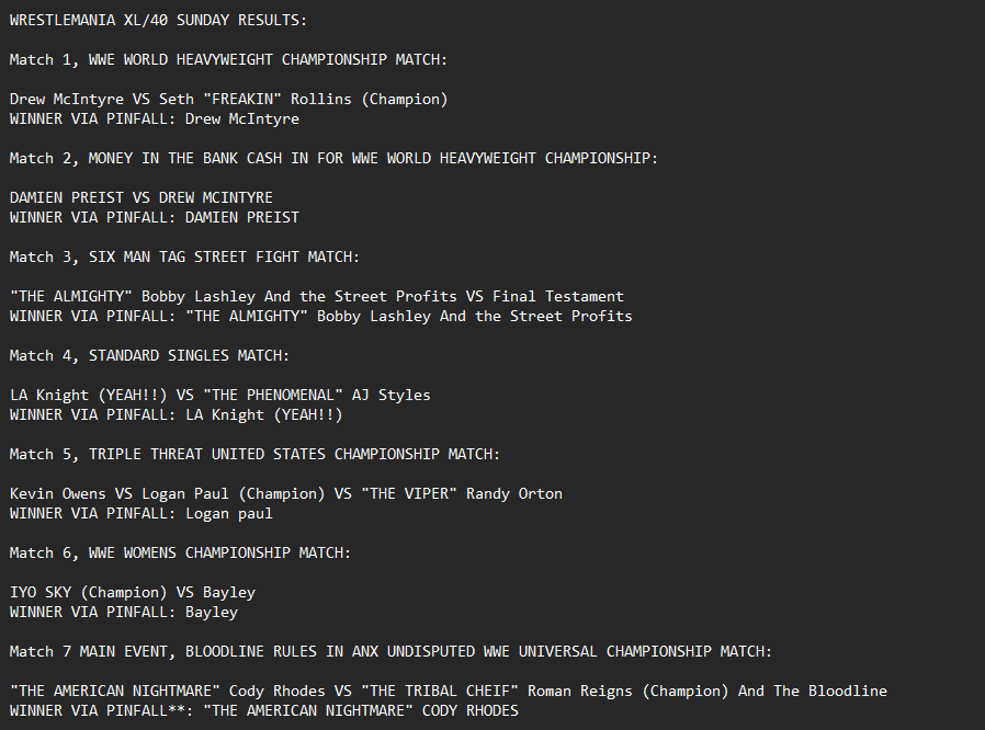 NotMetalYT's tweet photo. WRESTLEMANIA FULL RESULTS! https://t.co/KYXl4djvmD