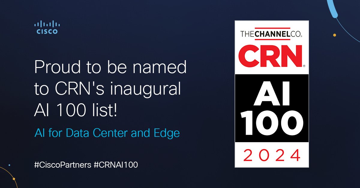 Exciting news🚀! We've been named to @CRN's inaugural AI 100 list for our groundbreaking advancements in AI for Data Center and Edge! 

Thrilled to be recognized for our innovation & commitment to shaping the future of networking & technology👇 
cs.co/6016wXpM0
#CRNAI100