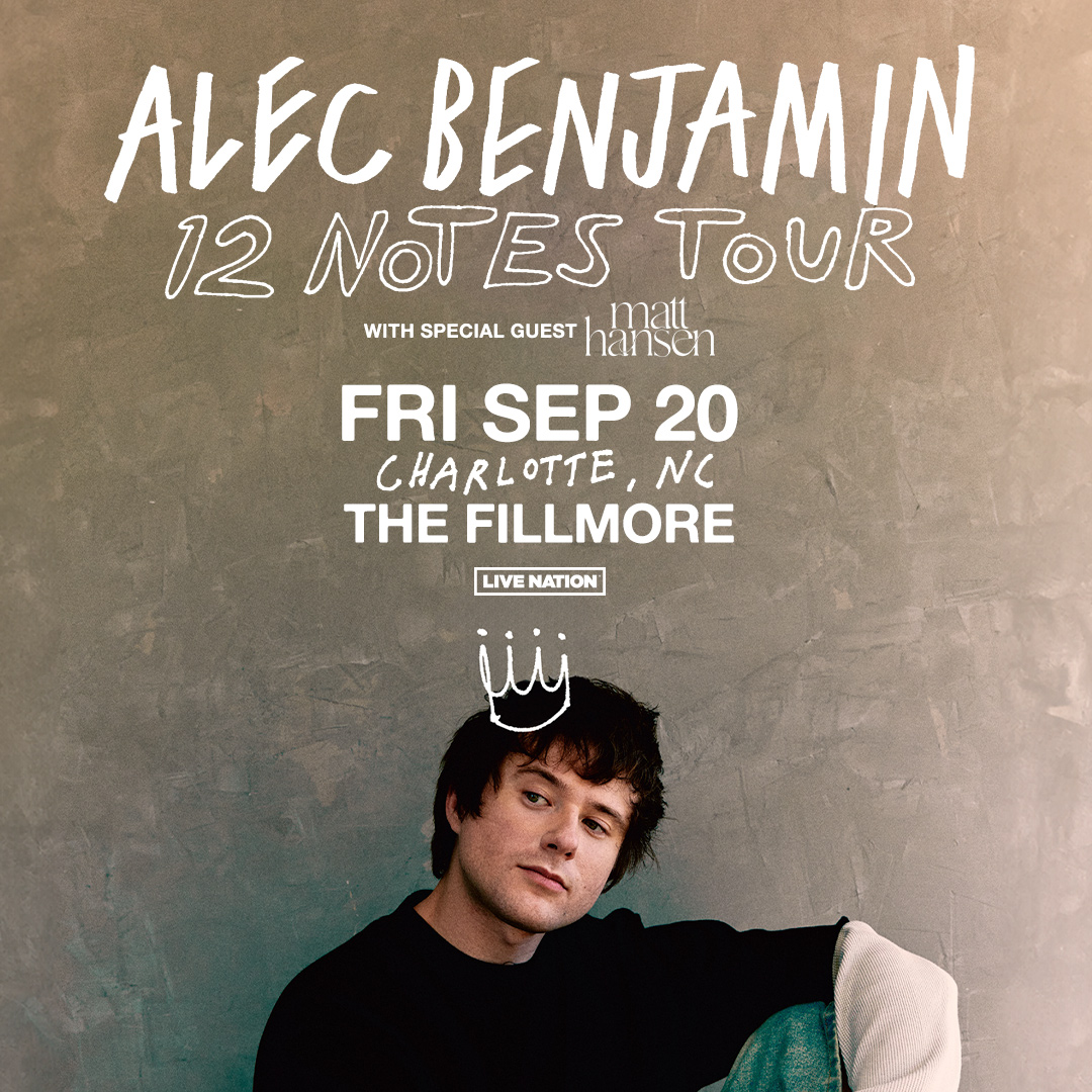 CHARLOTTE! @AlexBenjamin: 12 Notes Tour with Matt Hansen at The Fillmore on Friday 9/20! 👑 LN Presale 4/09 at 10 am | Code: RIFF On Sale Fri. 4/12 at 10 am | livemu.sc/4cHt4pv