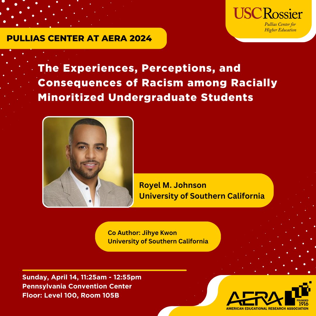 Join @USCPullias researchers for this #AERA2024 conference session! pullias.usc.edu/meet-the-pulli… @uscrossier, @AERA_EdResearch, @AdriannaKezar, @royeljohnson