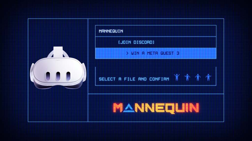 🎉 META QUEST 3 GIVEAWAY! 🎉

Mannequin's huge success on SideQuest was only possible because of our awesome community, and to celebrate, let's host yet another special giveaway for you! 💙

Follow the link below to enter 👇
gleam.io/JbKRC/mannequi…

#VR #Quest3 #mannequingame