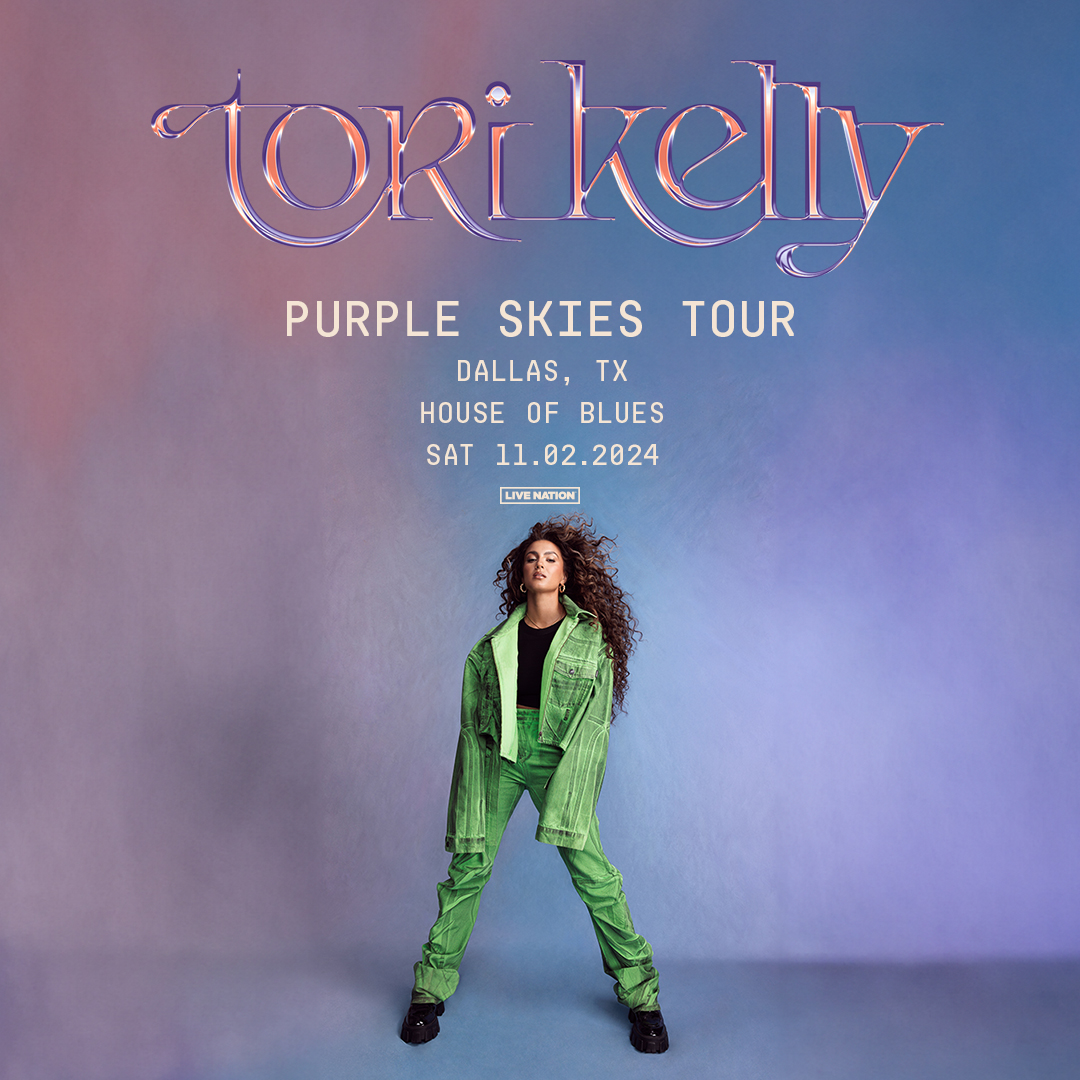 JUST ANNOUNCED 💜 @ToriKelly: purple skies tour is headed to House of Blues Dallas on Saturday, November 2nd! ☁️ Presale: Wednesday, April 10th 10am - 10pm local (PW: RIFF) ☁️ Onsale: Thursday, April 11th at 10AM CST 🎟 Ticket info at livemu.sc/3U2UH54