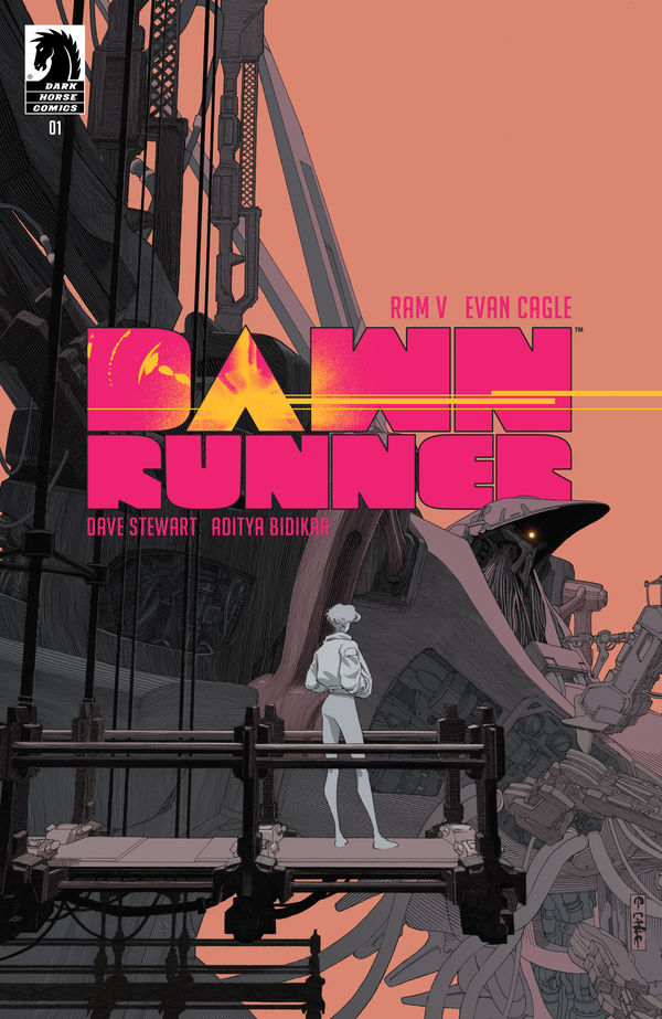'Every great once in a while, a comic comes along that is so stylish, it makes you rethink how cool this medium can be. This, friends, is one of those comics.'--@comicsbeat on Dawnrunner #1, out now! More: bit.ly/3VEVwCe New series by @therightram @evancagle & team ⚡