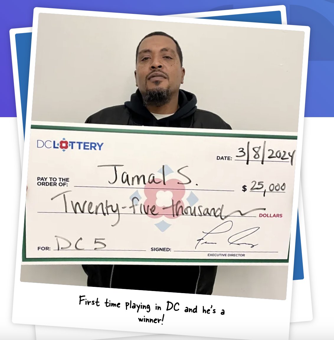 It only took one time for Jamal S. to win with DC Lottery! His first time playing earned him $25,000 with #DC5 😲 What's next? Saving towards a home...and playing with DC Lottery again! Learn more about our winners here: bit.ly/45QVppz