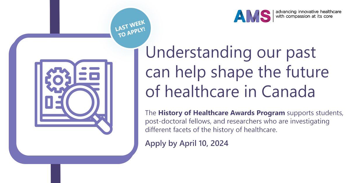 It’s the last week to submit your application for 2024 History of Healthcare funding! We strongly encourage early- and mid-career researchers to apply. More info at @OSSUtweets: buff.ly/3NpZMQg