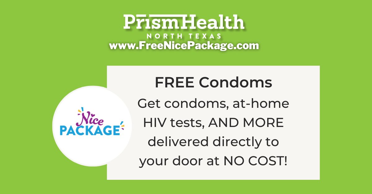 We want to help you be safe! Free condoms AND MORE mailed to you directly and discreetly. Check out our new packages at freenicepackage.com! #PrismHealthNTX #PHNTX #Health #SexualHealth #SafeSex #LGBT #LGBTQ #LGBTQIA