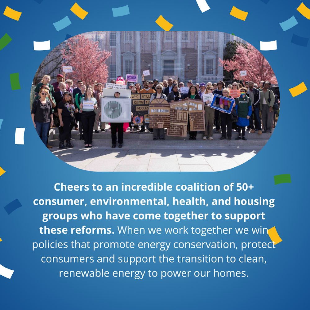 VICTORY: #MDGA24 has passed #HB864 to reform EmPOWER Maryland, our state’s energy efficiency program. TY @bc4md, @govwesmoore, @brianfeldman for your work on HB864! 🏡 ⚡️ 💚 #HealthyHomes #ElectrifyEverything #EnergyEfficiency4MD