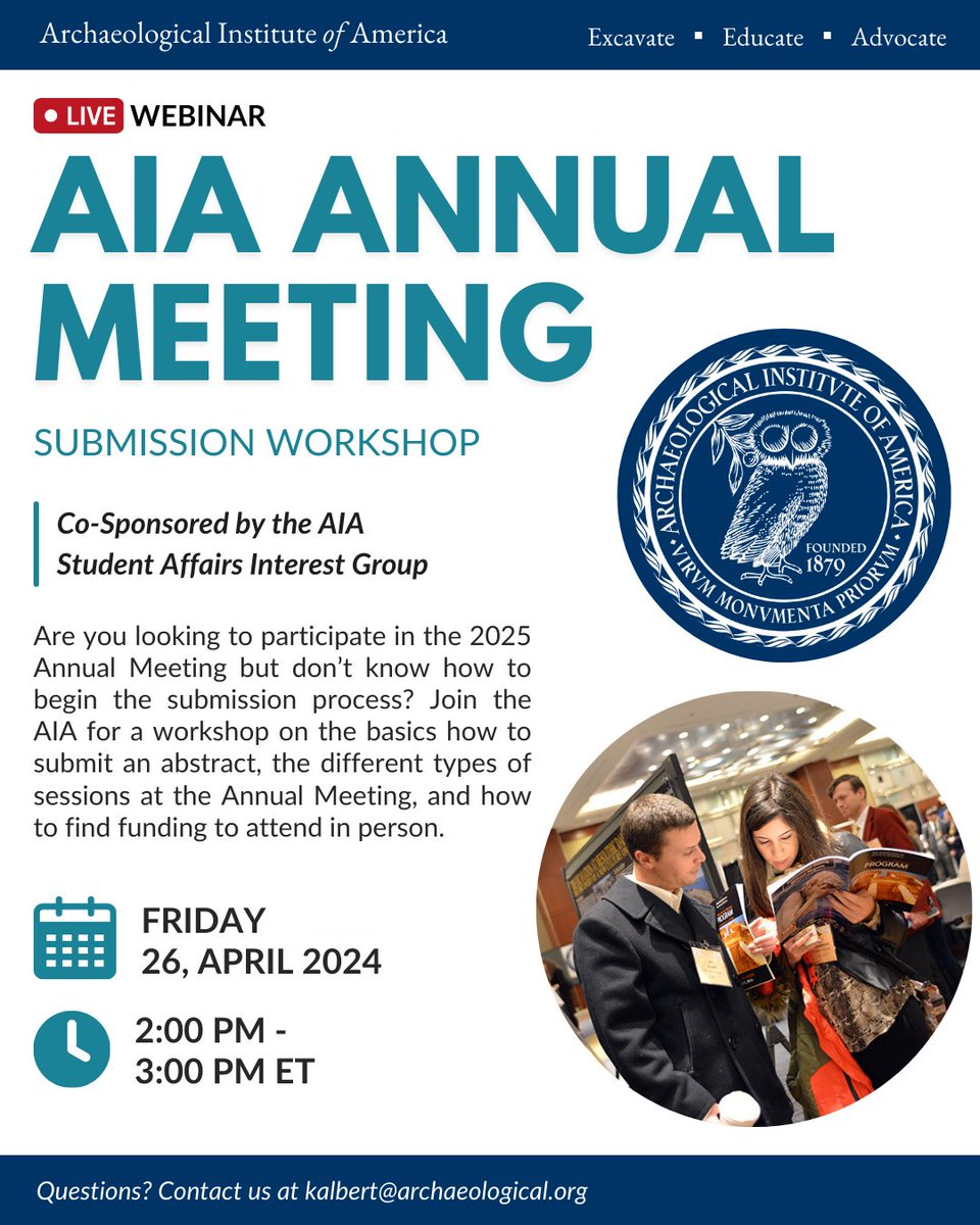 Do you want to participate in the upcoming AIA-SCS Annual Meeting but don't know where to begin? We are hosting a workshop on Friday, April 26 at 2pm ET. Register here: us02web.zoom.us/webinar/regist…