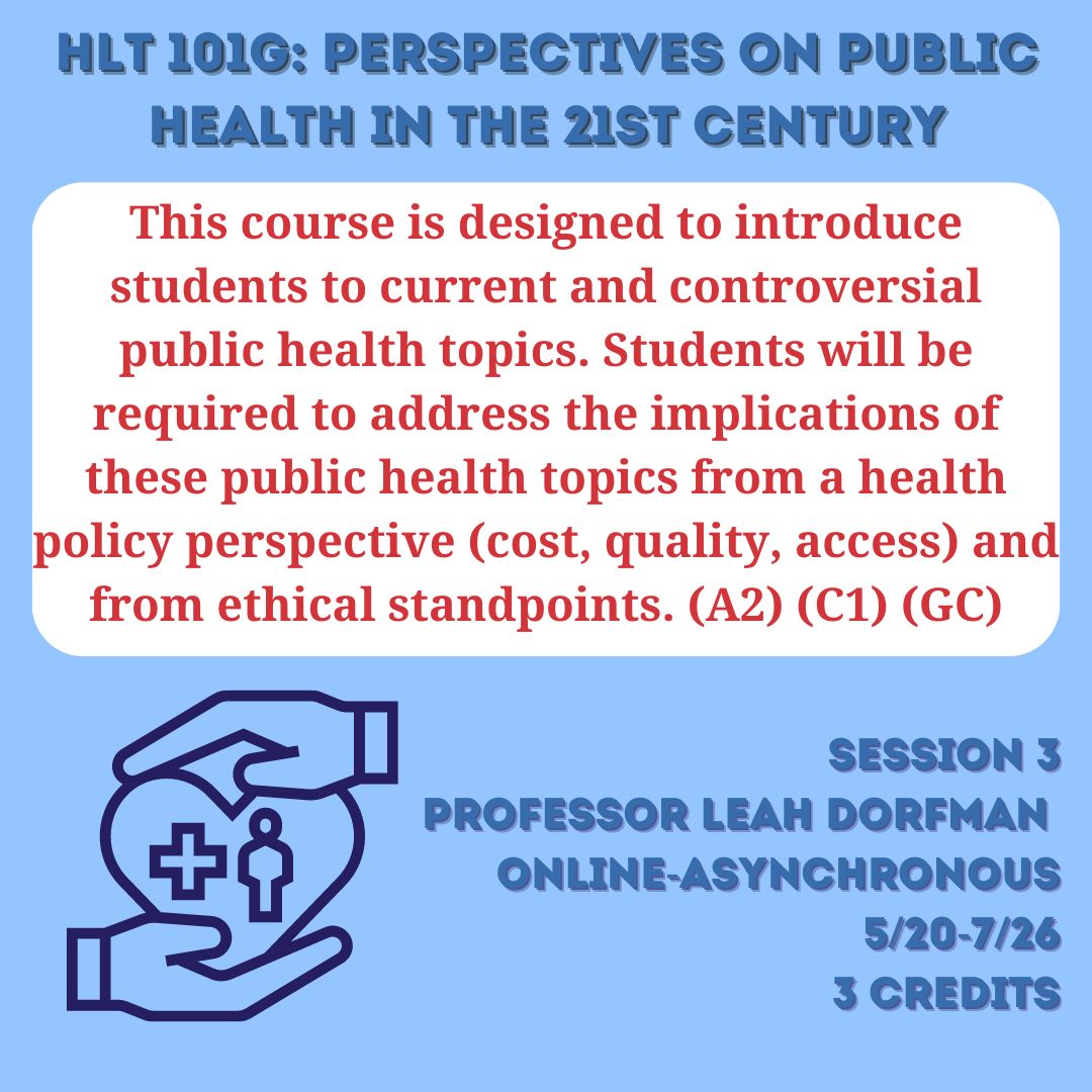 Learn about current and controversial health topics this summer through HLT101G! #summersessions @uri.health.studies