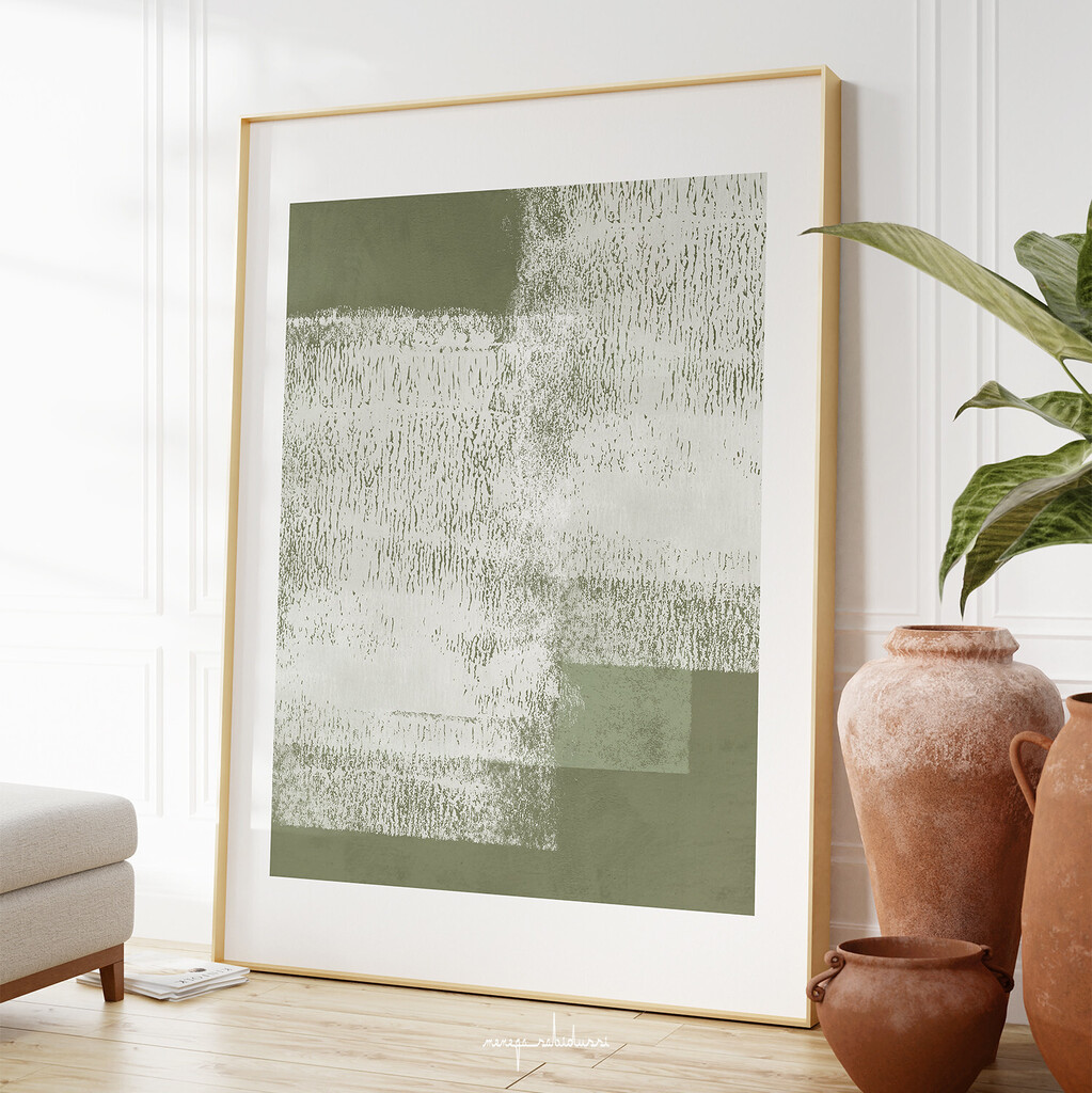 Surfaces | #Minimal #Abstract in Olive and #Sage #Green by Menega Sabidussi #painting #minimalism #olivegreen #artprint #sagegreen #nordic #scandi #boho #wallart #kunstdrucke #interiordesign printler.com/en/poster/1295…