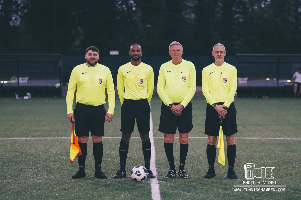 The Match Officials from the @ChaplinFarrant #SundaySenior Cup Final 2024. Referee: Ashley Hickson-Lovence Assistant Referees: Daniel Sadler & Michael Clark Fourth Official: Chris Brown 📸 @Cunninghamben86 #NorfolkFootball ⚽️🏆