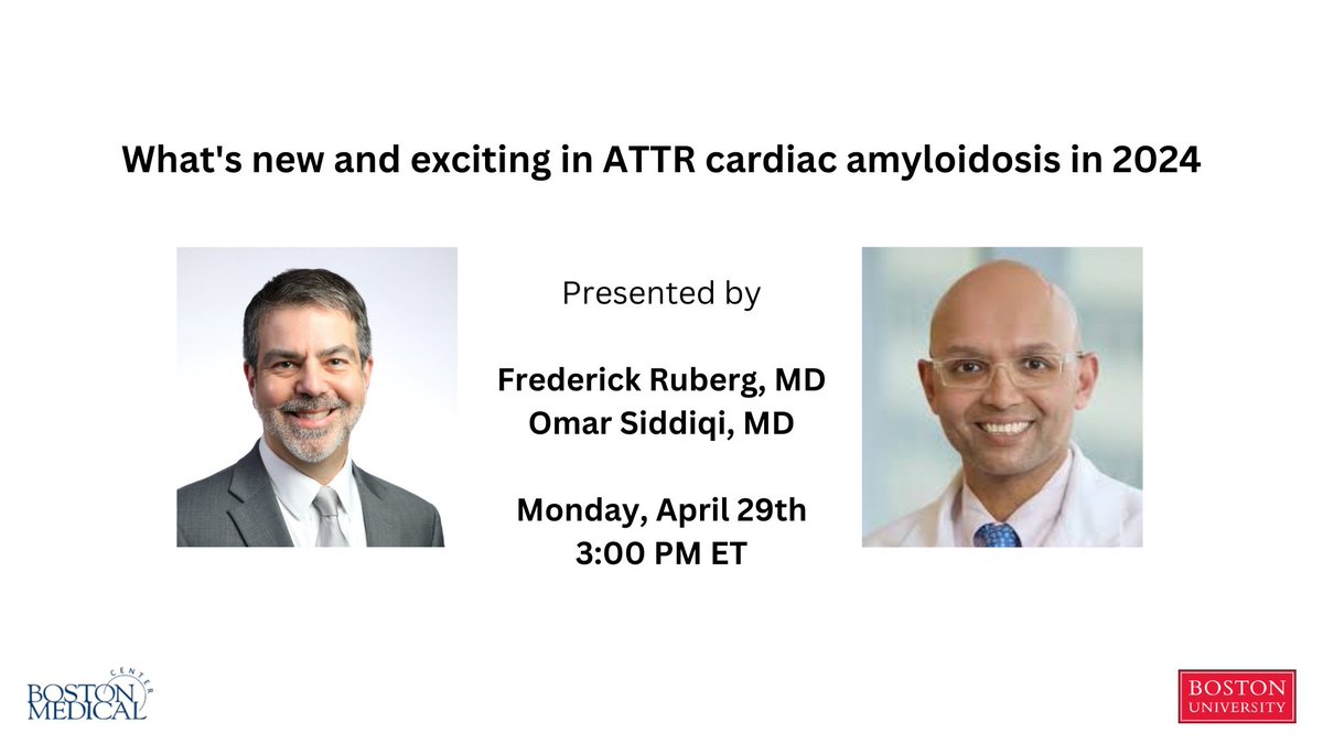 Join Dr. Fredrick Ruberg and Dr. Omar Siddiqi as they explore the latest advancements in ATTR treatment, including updates from the past year, ongoing trials, and upcoming research studies.

Register Here: amyloidosis.org/event/476/webi…