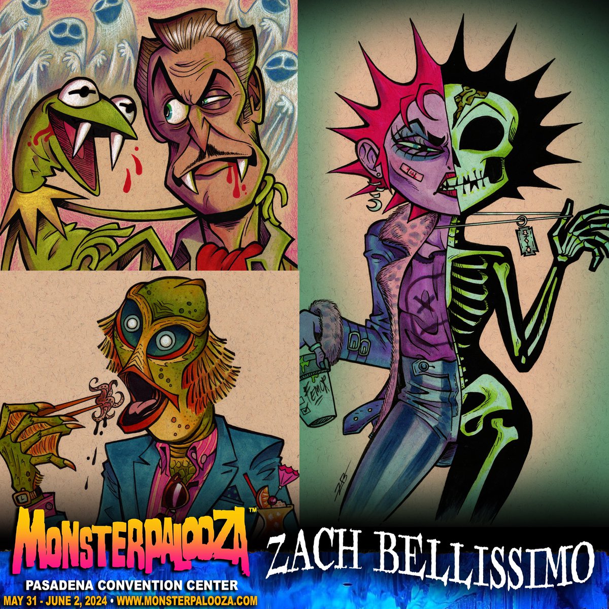 I will be haunting a table at @MONSTERPALOOZA1 this year, at the Pasadena Convention center May 31st- June 2nd! I’ll be selling exclusive stickers, pins, prints, and more! See ya there, boils and ghouls 💀