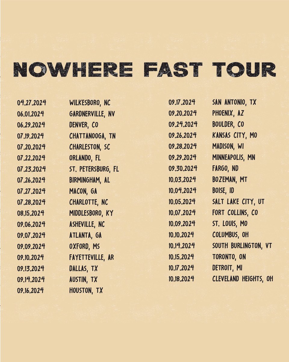 ANNOUNCING NOWHERE FAST TOUR So stoked to get back on the road for second headline tour ever! RSVP at the link my bio to get first access to tickets ! General on sale is this Friday 🌵🏜️🚐