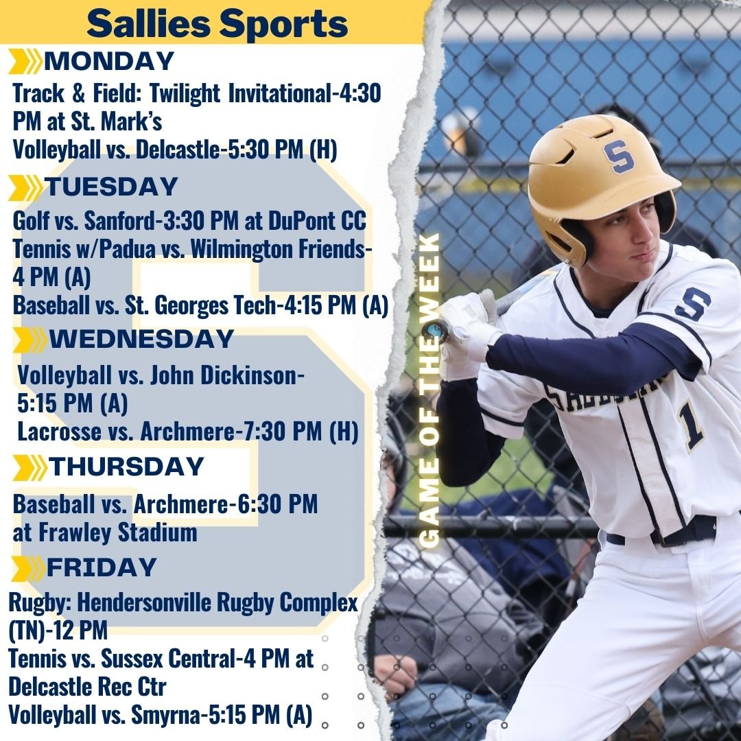 Our seven spring sports teams are gearing up for an action-packed week! At hubs.ly/Q02s6WdF0, you can find all the updates, ticket information & livestream details you need! Go Sals! 📸Bud Keegan Images #salesianumathletics #delhs #diaa