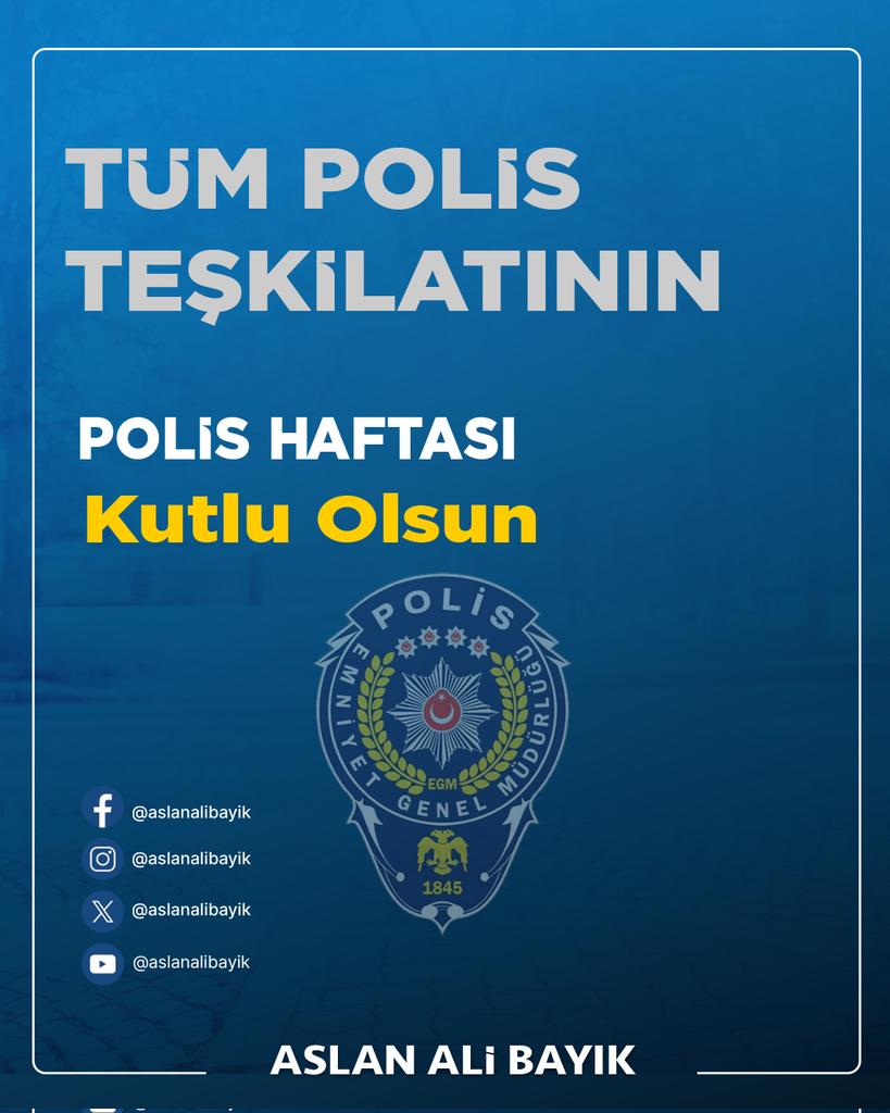 Toplumun huzur ve güvenliği için gece gündüz demeden fedakarca çalışan tüm polislerimize teşekkür ediyoruz. #PolisTeşkilatıHaftası 🚔💙